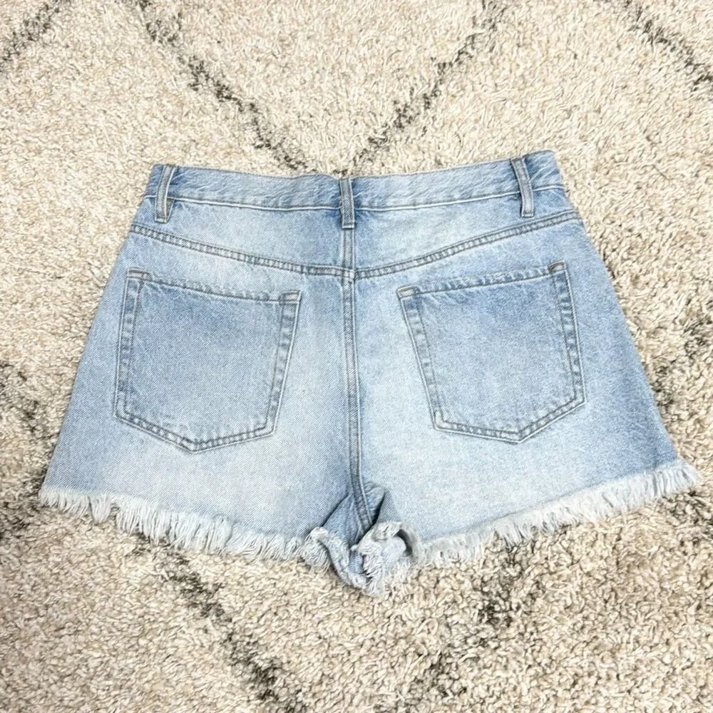 PacSun Vintage High Rise Button Fly Frayed Denim Shorts Size 30 - Picture 4 of 7